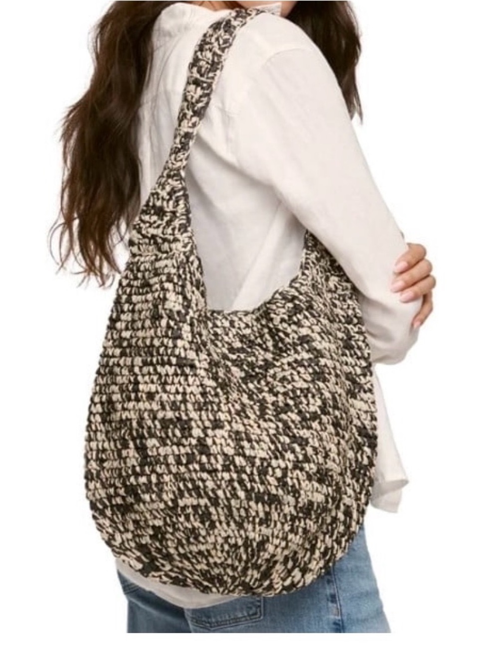 NWT Banana Republic Black & Cream Woven Tote Bag